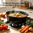thumbnail image 4 of 16 inch Enamel Oval Roasting Pan with Lid, Roasting Rack & Silicone Accessories Set, Even Heat Distribution for Turkey Chicken Vegetables, Black, 4 of 6