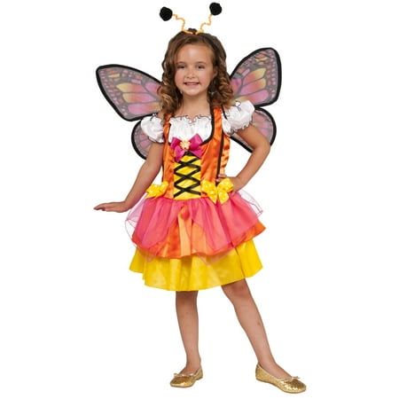 Glittery Orange Butterfly Girls Mystical Fairy Halloween Costume