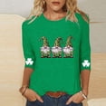 thumbnail image 1 of Yourumao T-Shirts pour Femmes de la Saint-Patrick Manches 3/4 Hauts Trèfle Col Rond T-Shirts Grande Taille Fête de la Saint-Patrick, 1 of 5