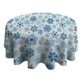 thumbnail image 4 of Blue Christmas Snowflake Pattern Round Tablecloth 60"x60",Wrinkle Wipeable Table Cloth for Kitchen Dining Room Picnic Patio Party, 4 of 6