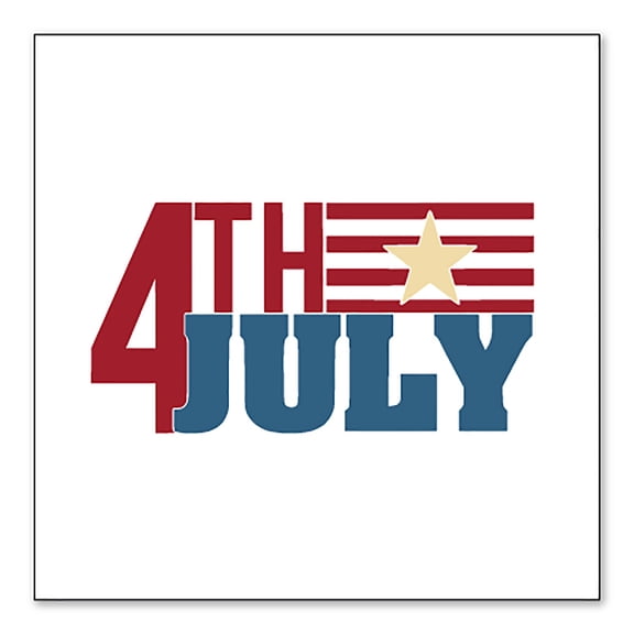 DistinctInk Custom Bumper Sticker - 10" x 10" Decorative Decal - White Background - 4th of July Word Art USA Flag
