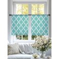thumbnail image 4 of Quatrefoil Moroccan Pattern Sheer Curtains 45 Inch Length 2 Panels Set for Living Room/Bedroom, Geometric Aqua Morocco Semi Curtain Sheers Drapes Rod Pocket Curtains Window Treatment Set 52''x45''x2, 4 of 7