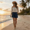 thumbnail image 6 of Jean Shorts Womens BWASD Casual High Waisted Stretchy Denim Shorts with Pockets Drawstring Elastic Waist Summer Trendy Blue S-5XL 2026 Outdoor Vacation Travel, 6 of 9