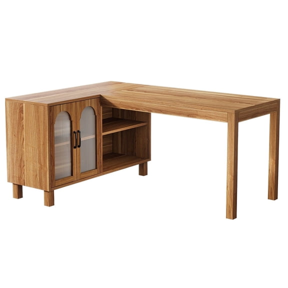 Tribesigns 59" L-Shaped Desk, Executive Computer Desk with Storage Cabinet
