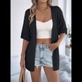 thumbnail image 4 of Cárdigan de Crochet de Verano para Mujer, de Corta, Estilo Bohemio, de Punto, de Gran Tamaño, con Abertura Frontal, Color Negro, Talla S, 4 of 10