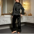 thumbnail image 5 of Tnhcen Long-Sleeve Silk Satin Pajama Set With A Button-Down Design, Perfect As Loungewear And Featuring A Convenient Pocket., 5 of 5