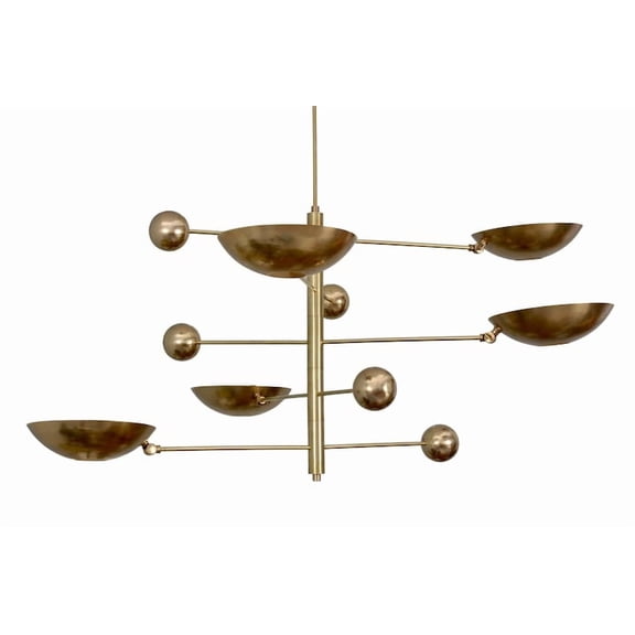 5 Light Pendant Mid Century Modern Raw Brass Sputnik chandelier light Fixture