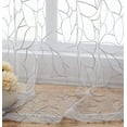 thumbnail image 2 of OLIVIA - Embroidered Voile Sheer Valance - Pole Pockets With Contemporary Design - for Living Room - Bedroom - Kitchen - Dining Rooms Valance (54" W x 18" L, Silver), 2 of 3