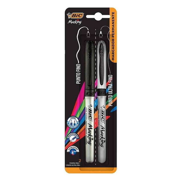 Plumones Bic Marking Punto Grueso Color Negro 2 piezas