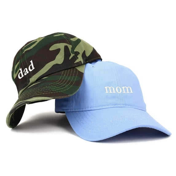 Trendy Apparel Shop Mom and Dad Soft Cotton Couple 2 Pc Cap Set