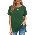thumbnail image 2 of T-shirts pour Femmes à Manches Courtes, Col Ras du Cou, T-Shirts Unis Basiques, 2 of 5