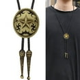 thumbnail image 2 of Aellinatey Braided Shoestring Star Bolo Tie Carved Charm Cowboy Necktie Necklace, 2 of 10