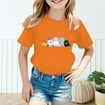 thumbnail image 2 of Girls Shirts Kid Leisure Graphic Round Neck Short Sleeve Tee Summer Casual Girls' Tops, Tees Orange 9 Years-10 Years, 2 of 5
