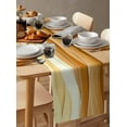 thumbnail image 3 of Hokiten Table Runners 36 Inches Long Dress Scarves, Yellow Brown Farmhouse Kitchen/Dining Table Runner, Short Coffee Tablerunners, Gradient Wave Stripes Modern Geometric 13x36 Inch, 3 of 7