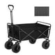 thumbnail image 1 of Carro plegable plegable para comestibles, carrito de compras al aire libre, carrito de camping con ruedas de 8 pulgadas, color negro con tablero de mesa, 1 of 12