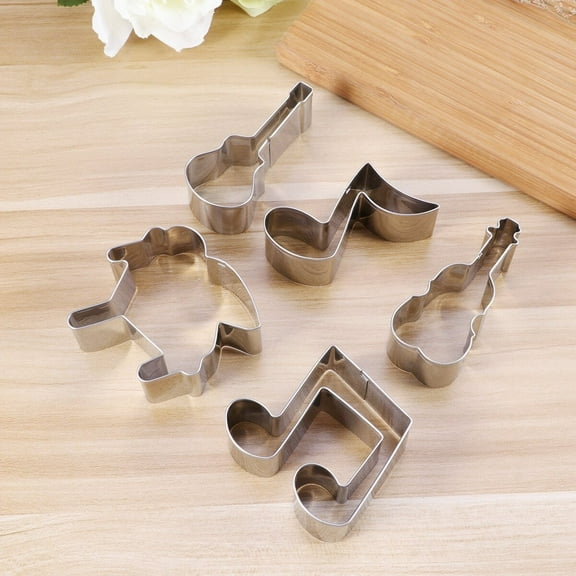 HAMPPLIES 5Pcs Music Note Mold Stainless Steel Cookie Cutters For Baking Tools Diy Chocolate Moulds And Pastry Making