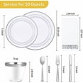 thumbnail image 4 of 350 Piece Silver Dinnerware Set for 50 Guests, disposable Plastic Plates for Party, Include: 50 Dinner Plates, 50 Dessert Plates, 50 Paper Napkins, 50 Cups, 50 Silverware set, 4 of 6