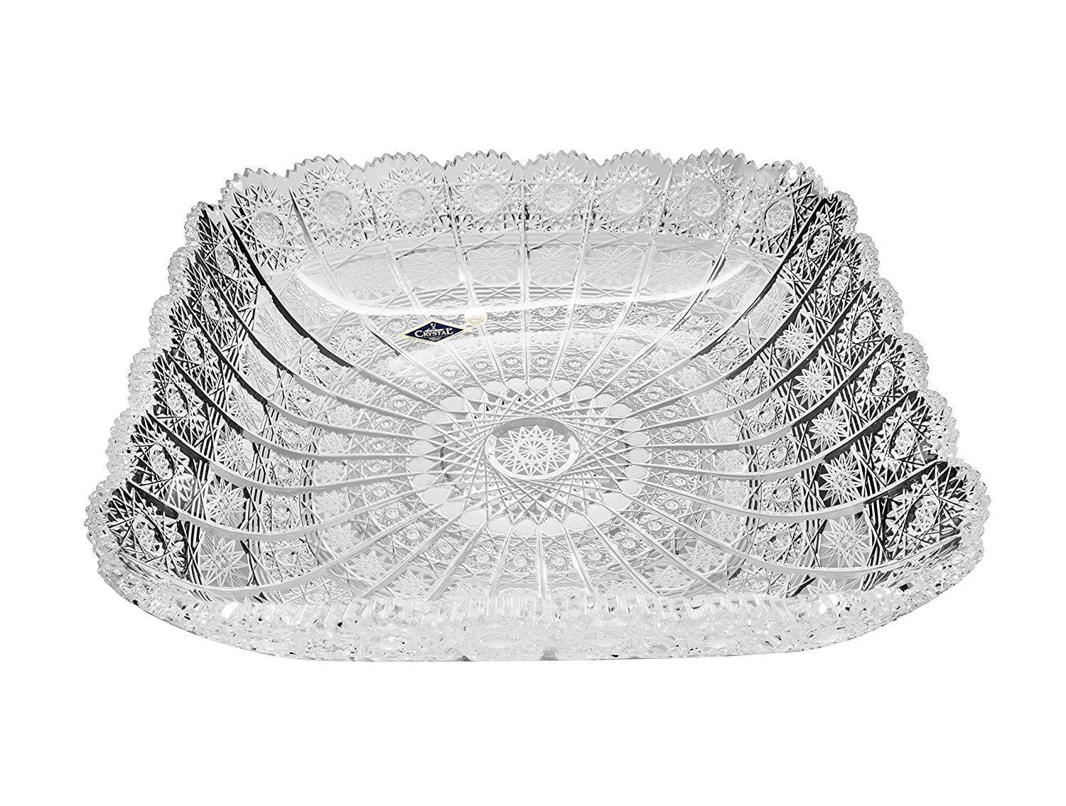 Bohemia Crystal Bowl, 11" Square Serving Fruit Bowl, Decorative