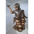 thumbnail image 4 of Nifao Two Kids on Rocks with a Bird Bronze Statue – Home Decor Sculpture, 36"L x 30"W x 44"H, 4 of 11