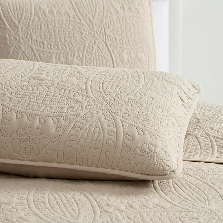 Mellanni Bedspread Coverlet Set Beige - Bedding Cover - Oversized 3-Piece Quilt Set (Full/Queen, Beige)