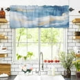 thumbnail image 3 of Abstract Marble Texture Valances for Windows Golden Blue Gradient Rod Pocket Curtain Valance Window Treatment Short Curtains for Kitchen Living Room, 60"x18", 3 of 5
