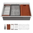 thumbnail image 4 of Kitchen Sink Drop In - Sarlai 28 Inch Stainless Steel Kitchen Sink Ledge Workstation Sink Drop-in Topmount 16 Gauge R10 Tight Radius Single Bowl Kitchen Sink, 4 of 4