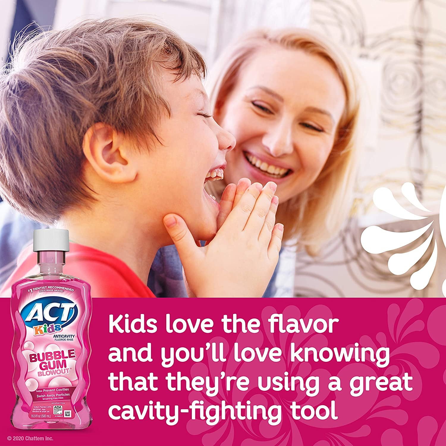ACT Kids Anticavity Fluoride Mouthwash Bubble Gum Blow Out 16.9 oz, 4-Pack