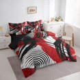 thumbnail image 2 of Homewish Swirl Circle 7 Pieces Full Size Bedding Sets,Modern Artwork Full Size Bed in a Bag,Red White Black,Black Reversible, 2 of 8