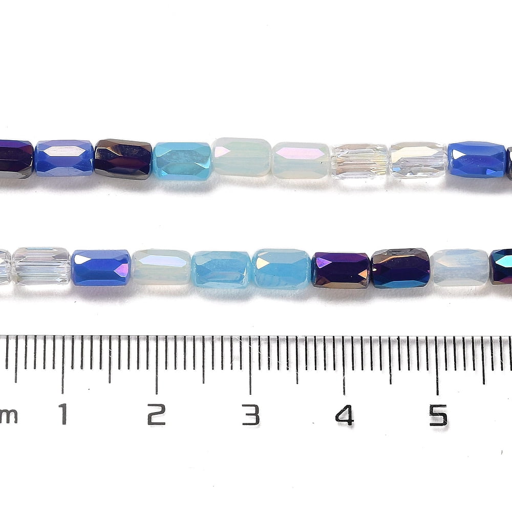 10strands Electroplate Glass Beads Strands Faceted Column Blue 6~6.5x4mm Hole: 0.8mm about 80pcs/strand 20.12~20.24 inch(51.1~51.4cm)