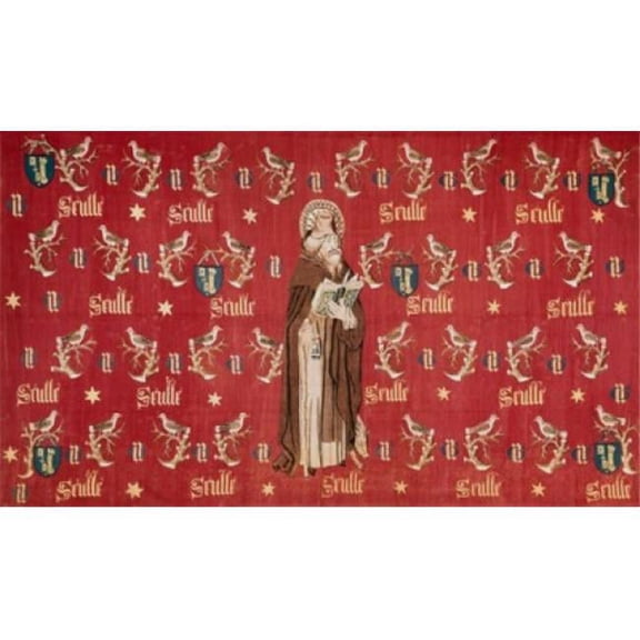 Saint Anthony-Armorial Hanging of the Chancellor C. 1450 Tapestry Textiles Flemish Wool Poster Print