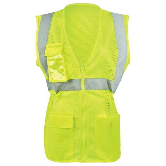 Women's High Visibility Safety Vest with Reflective Strips, Type R Class 2, Large, Lime, SAFEGEAR