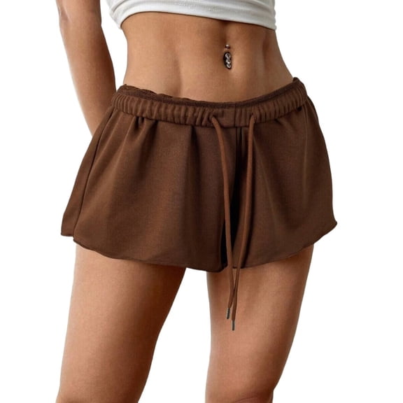Flowy Athletic Shorts for Women Workout Running Short Pants Tennis Skort Skirt Brown S