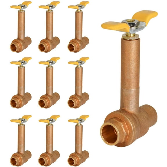 Midline Valve 37534-10 Premium Brass Ball Valve, Long Bonnet with T-Handle, with 1/2 in. Sweat Connections (10 Pack)
