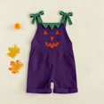 thumbnail image 2 of Gunia Toddler Girls Halloween Outfit Corduroy Casual Romper With Pumpkin Face One Piece Jumpsuit Outfits Purple 3-4 Years, 2 of 7