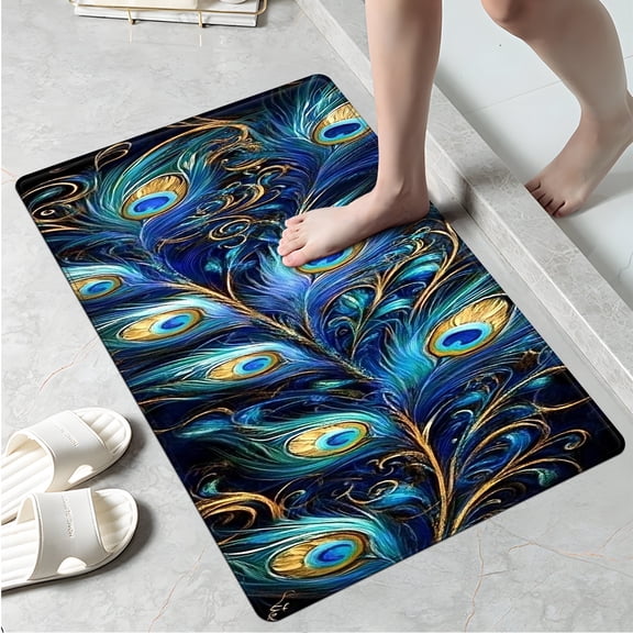 YIMEIS Merry Christmas Snowy Gingerbread Fall Kitchen Rugs Non Skid Washable Area Carpet [Made in USA], Multi - 1/2 Pcs 16''*24''/47''*18