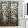 thumbnail image 2 of Blue Heron Shower Curtain, Retro Reeds Sunlight Birds Stained Glass Windows Waterproof Shower Curtain Set with 12 Hooks Lightweight Bath Curtains Fabric Bathroom Decor 36x72 Inches, 2 of 9