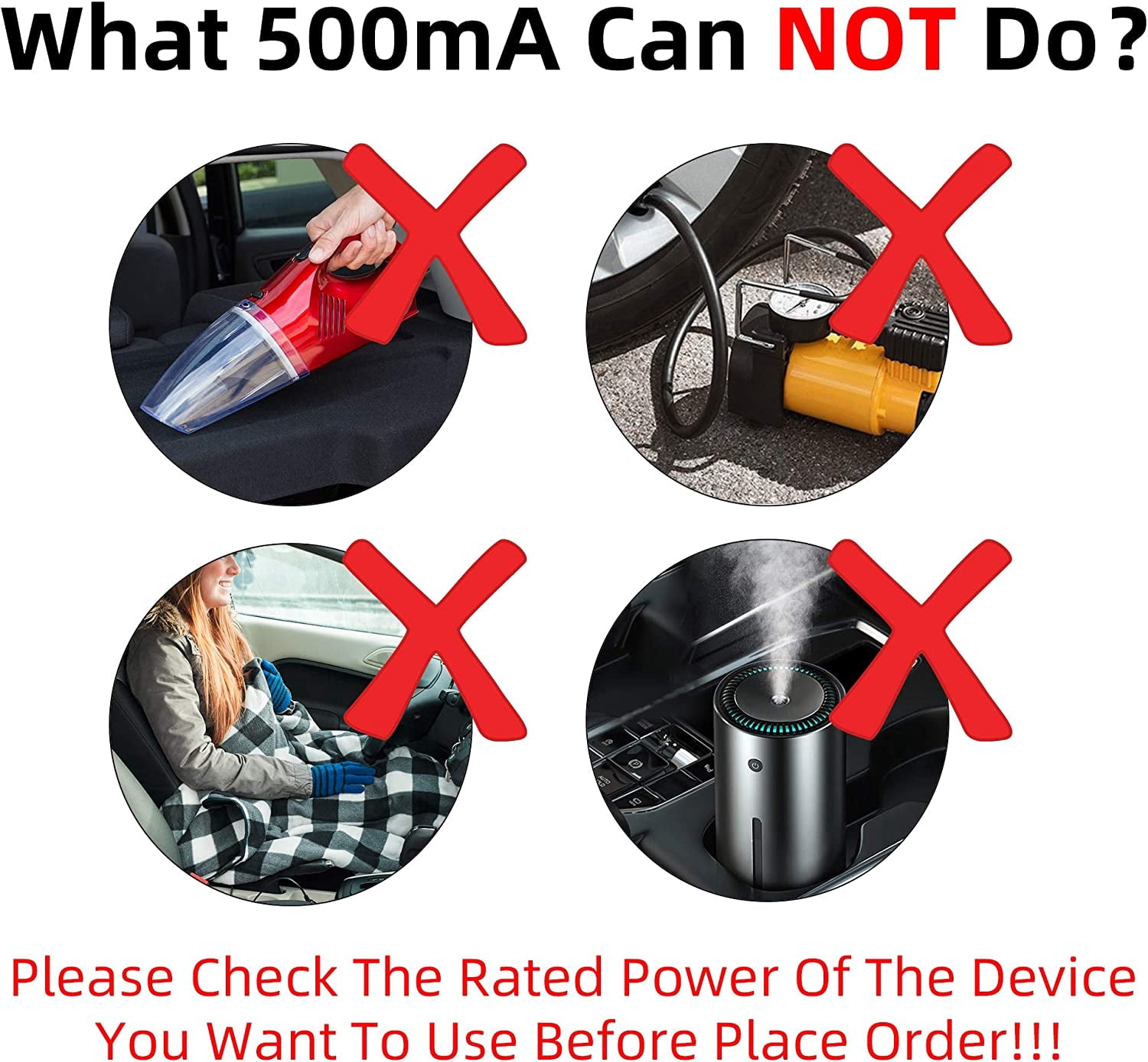 iSaddle Universal AC to DC Car Cigarette Lighter Socket Adapter Converter Vehicle Power Inverters Vehicle Amplifier Power Car Refrigerator (US Plug, Output: DC 12V 500mA) 110V AC to 12V DC