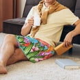 thumbnail image 6 of Rocae Tropical Jungle Flamingo for Men's Soft Sleep Pajama Shorts, Waistband and Pockets, 6 of 9