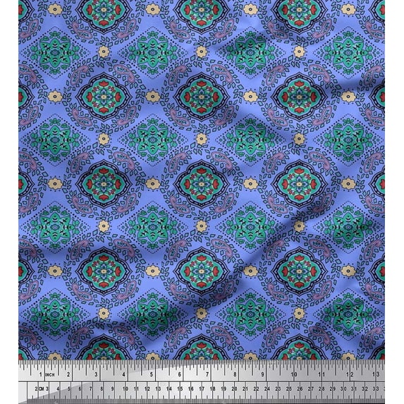Soimoi Cotton Voile Fabric Geometric,Paisley & Mandala Artistic Print Sewing Fabric Yard 56 Inch Wide