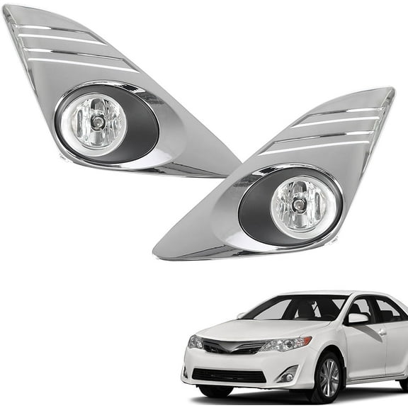 labwork 1 Pair Fog Light Assembly with Chrome Cover Wiring Harness & Switch Left and Right Side Replacement for 2012 2013 2014 Camry LE