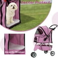 thumbnail image 4 of CL.HPAHKL Small Pet Stroller, 3 Wheels Dog Stroller for Small/Medium Pets All Terrain Dog Stroller with Cup Holder, Storage Basket Breathable and Visible Pet Cart for Travel & Jogging, Pink, 4 of 7
