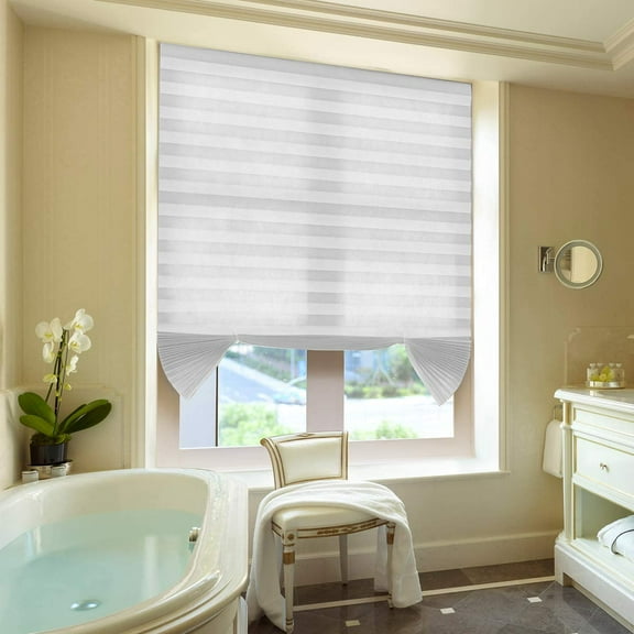 Temporary Cordless Blinds Light Filtering Fabric Pleated Shades for Windows, White 60*150CM/24*60 Inch
