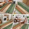 thumbnail image 6 of Retro Green Brown Wood Grain Washable Area Rug 4 x 6 ft Vintage Farmhouse Country Style, Soft Non Slip Rugs Stain Repellent Indoor Felt Carpet for Living Dining Room Bedroom Home Office, 6 of 9