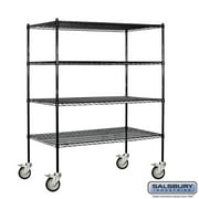salsbury industries mobile wire shelving unit, 60-inch wide by 69-inch high by 24-inch deep, black
