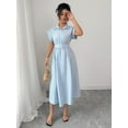 thumbnail image 3 of Women's Light Blue Collared Midi Vacation Dress, Spring/Summer, 3 of 6