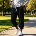 thumbnail image 2 of Yongwang Joggers for Men Drawstring Waist Pants Casual Fashion Sports Long Trousers with Pockets, 2 of 7