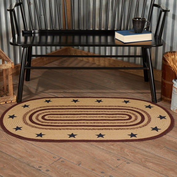 Accent Rug Potomac Jute Primitive 27x48 Stars Non-slip Pad Floor Mat
