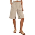 thumbnail image 3 of TaTaai Summer Shorts Breathable Soft Women Loose Fit Knee Length Capris Solid Color Side Slit Pockets Elastic Waist For Home Daily Casual Beach Gift, 3 of 6