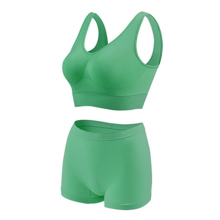 Clearance!Uooqdmx Lingerie for Women Plus Size Lingerie Sports Bra Fitness Running Yoga Vest without Rims Large Size Breathable Sports Bra Set Women s Lingerie  Sleep & Lounge Green L