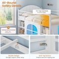 thumbnail image 5 of Mabor Twin Size Low Loft Bed with 6 Storage Drawers,Twin Loft Bed with Bookcase & LED Lights, Upholstered Headboard, Secret Play Space, Metal Bed Frame with Safety Guardrail & Inclined Ladder,White, 5 of 9